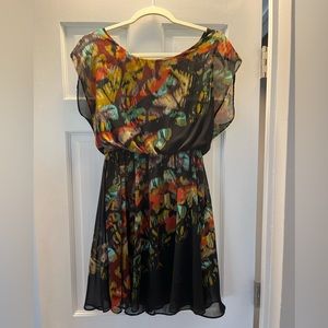 Women chiffon black floral dress size M
